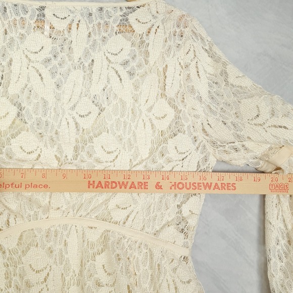 Free People Dress Womens 0 Lace Boho Peasant Long Sleeve Mini Ruffle - Picture 12 of 16